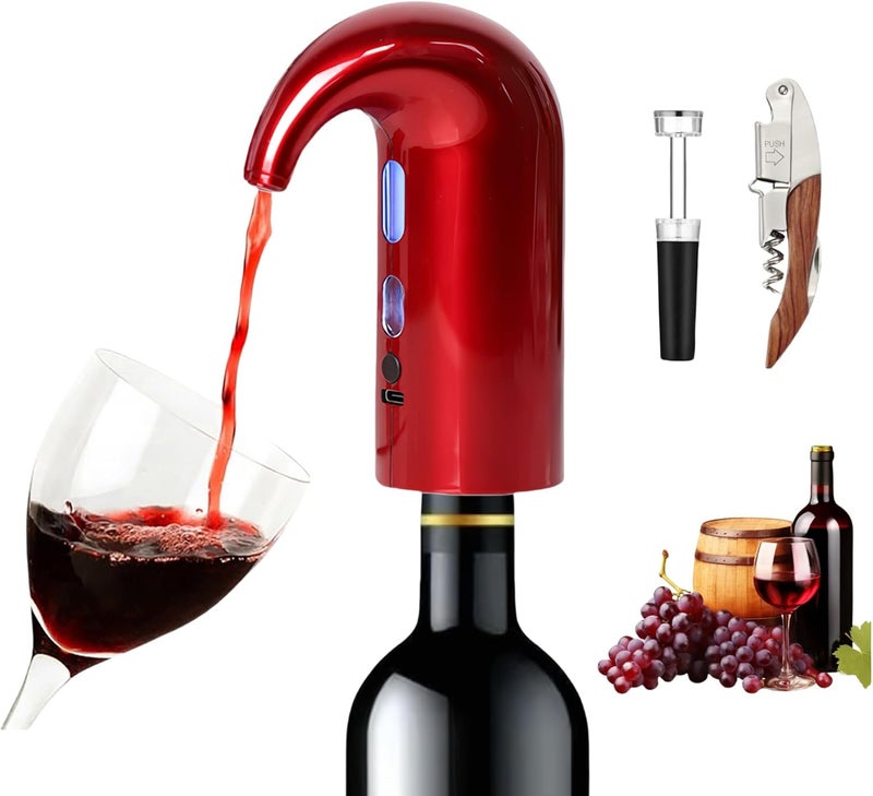 HOWTOOL Electric Wine Aerator, Wine Decanter Pump Dispenser Gifts Set,Automatic Wine Aerator Pourer Spout. Wine Dispenser Pump, Wine Gifts Set for Wine Lovers - Image 1
